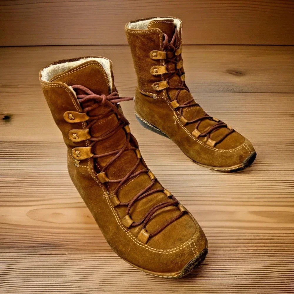 Timberland Reykir Ghillie Suede Shearling Waterproof Boots Women's 7.5 Brown EUC